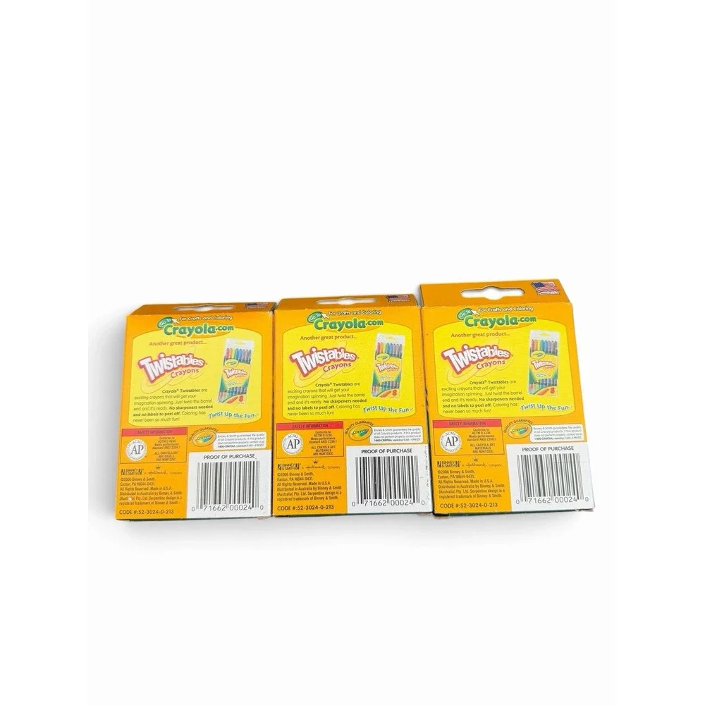 Lot Of 3 -CRAYOLA CRAYONS 24 Nontoxic 2006 USA Dandelion Set Discontinued VTG